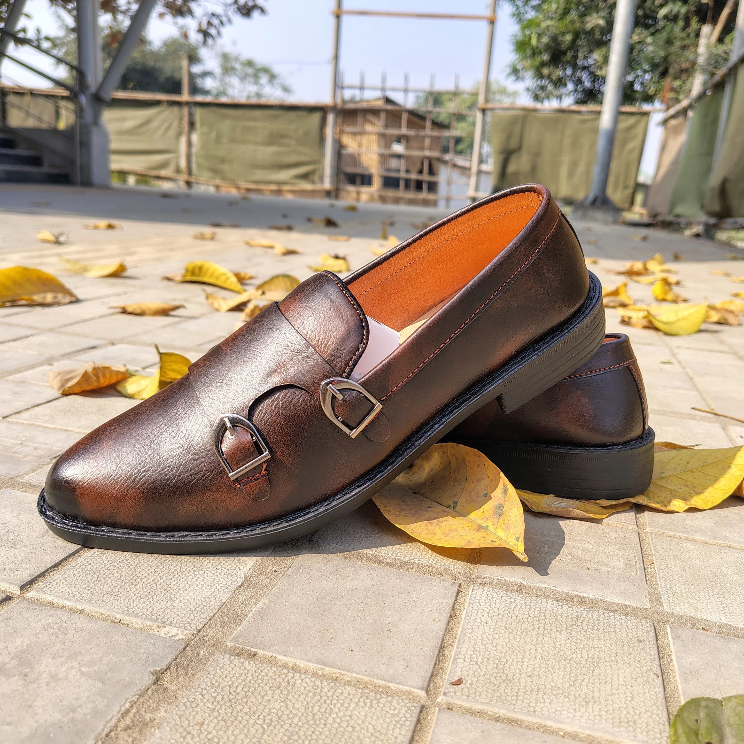 Antique Brown Leather Tassel Loafer Shoes For Men